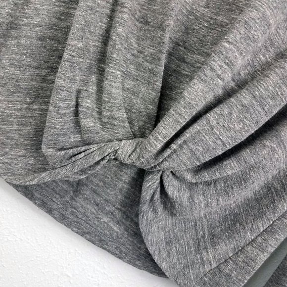 Ultra Flirt Women's Gray Twist Front Wrap Shirt Top Blouse - Picture 6 of 13